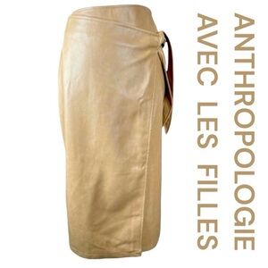 ANTHROPOLOGIE AVEC LES FILLES Vegan Leather Wrap Midi Skirt
